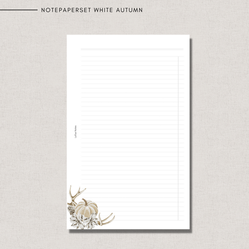 Notepaper Set White Autumn