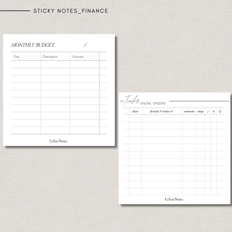 Sticky Notes - FINANCE