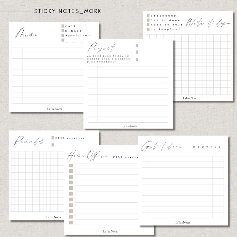 Work Sticky Note Sticky Notes - WORK – LaTua Notes