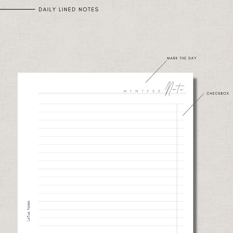 Daily Lined Notes.pdf Daily lined notes โ LaTua Notes