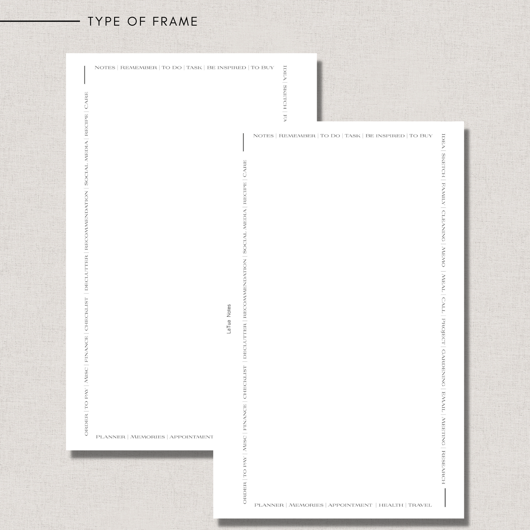 Note Frame Long Type of Note - Frame – LaTua Notes