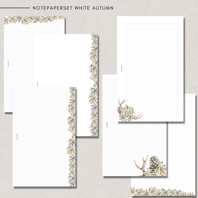 Notepaper Set White Autumn